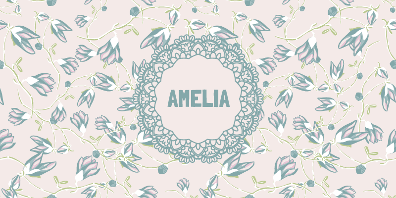 침실용 비닐 카펫 이름이 포함된 플로럴 디자인 - TenStickers