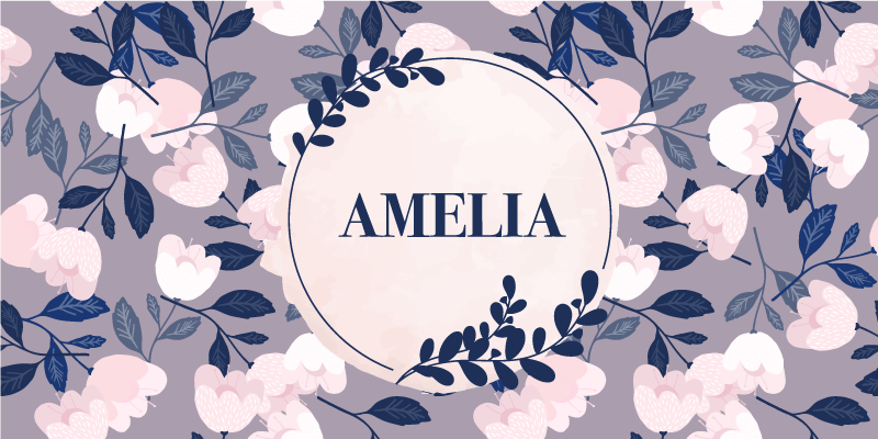 파스텔 색상의 꽃과 이름 맞춤 매트 - TenStickers