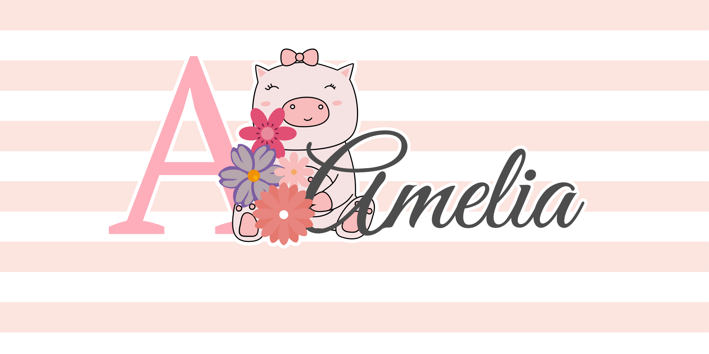 이름이있는 비닐 카펫 귀여운 돼지 일러스트 - TenStickers