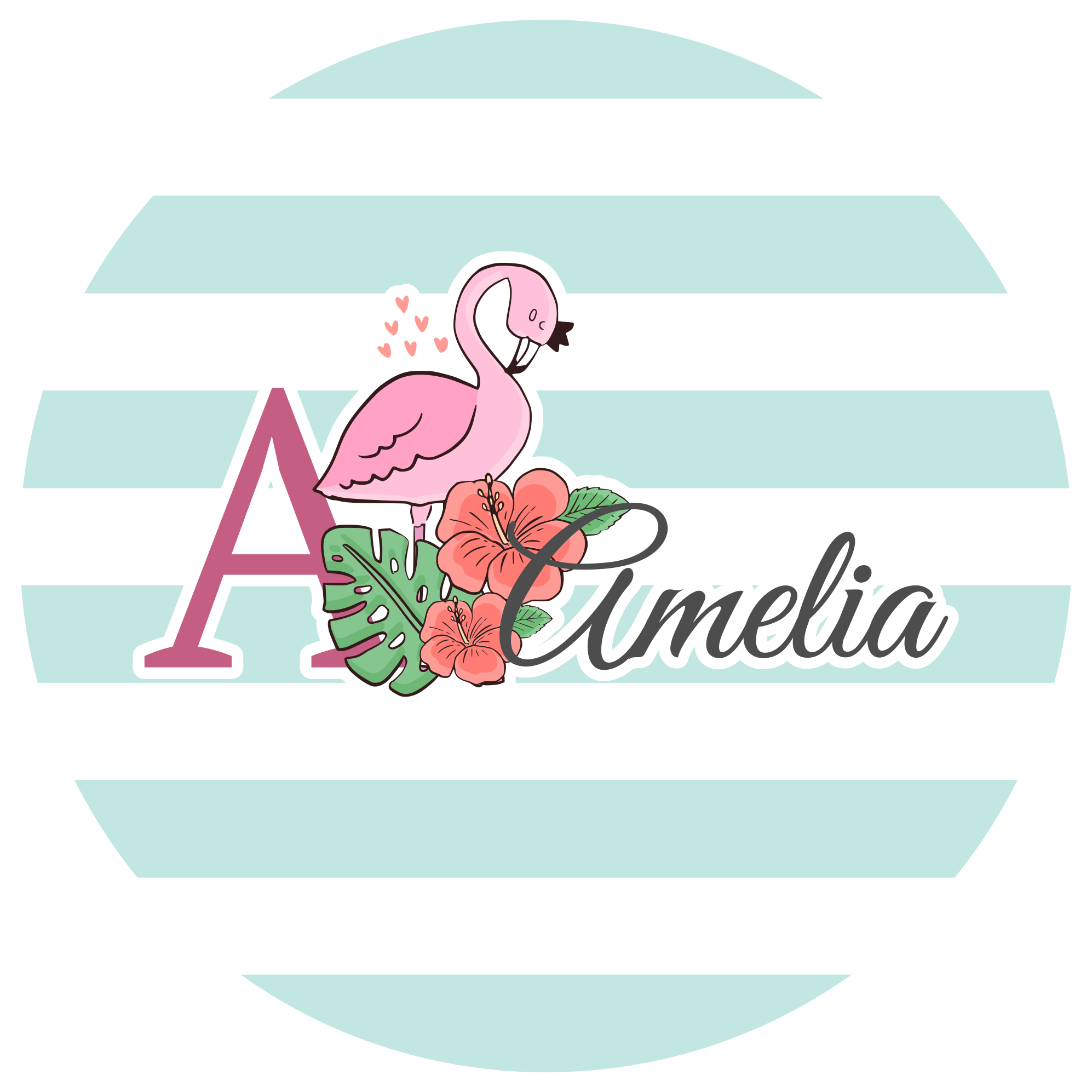 이름이있는 비닐 카펫 플라밍고 장식 - TenStickers