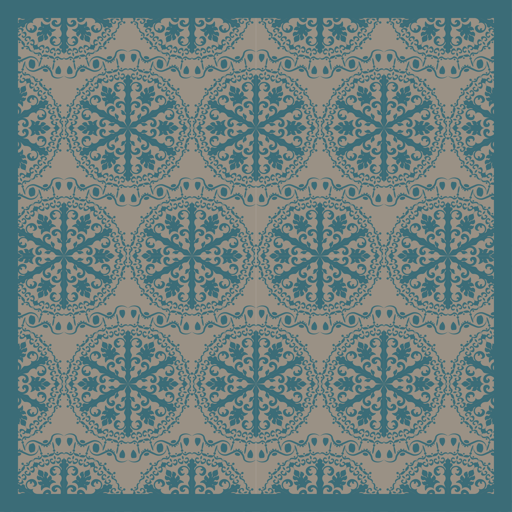 독특한 파란색과 회색 패턴의 빈티지 깔개 - TenStickers