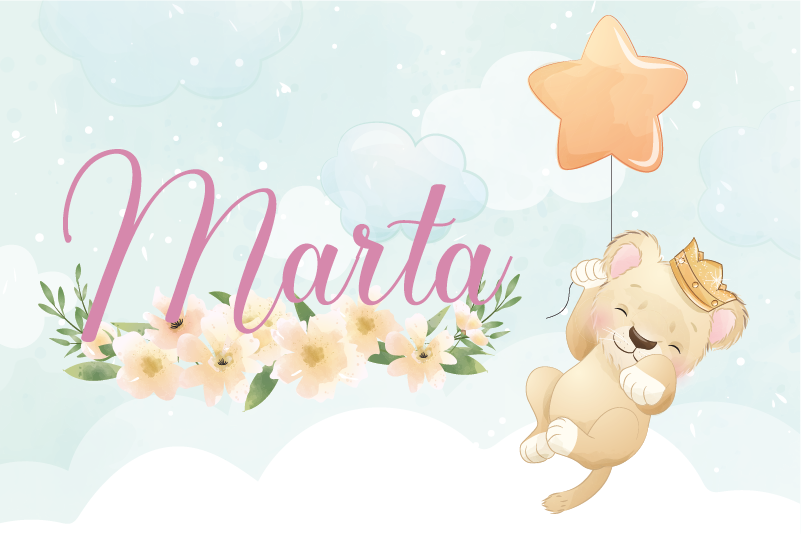 비닐 카펫 보육 공기 풍선과 이름이 있는 사자 - TenStickers