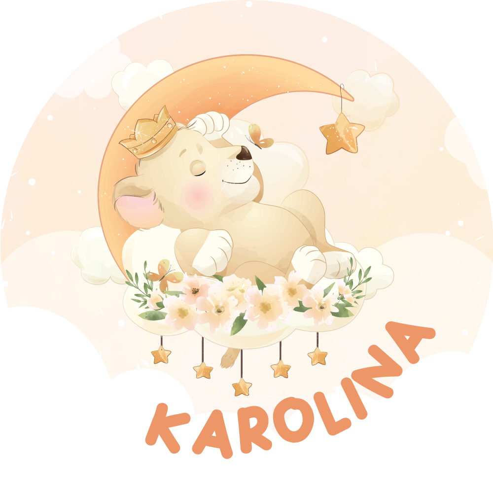 이름이있는 비닐 카펫 졸린 사자 - TenStickers