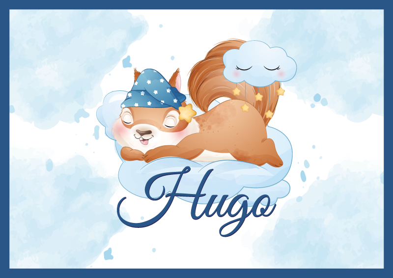 이름이있는 비닐 카펫 귀여운 다람쥐 꿈꾸기 - TenStickers