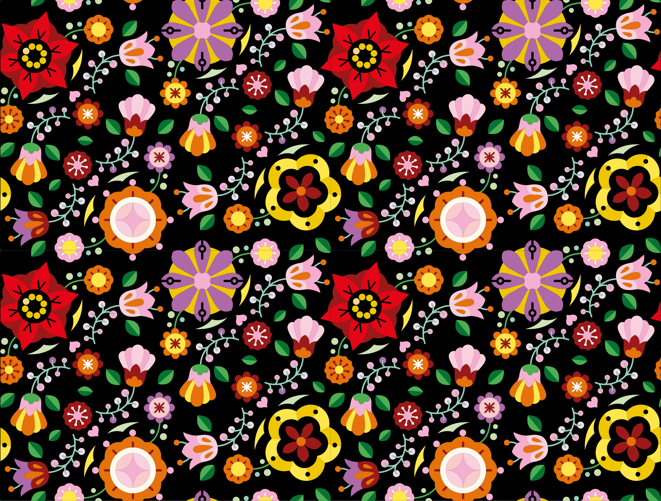 비닐 카펫 꽃과 식물 밝은 식물 일러스트레이션 - TenStickers