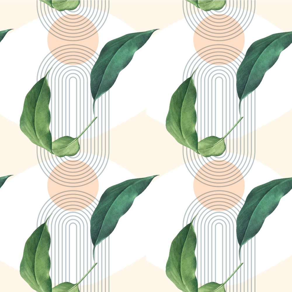 비닐 카펫 자연 잎사귀 기하학 패턴 - TenStickers