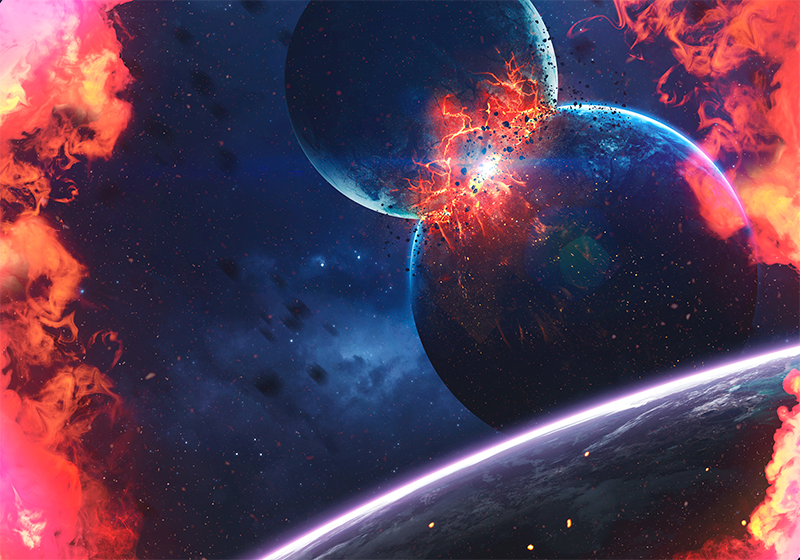 별이있는 비닐 카펫 우주 은하 모험 - TenStickers