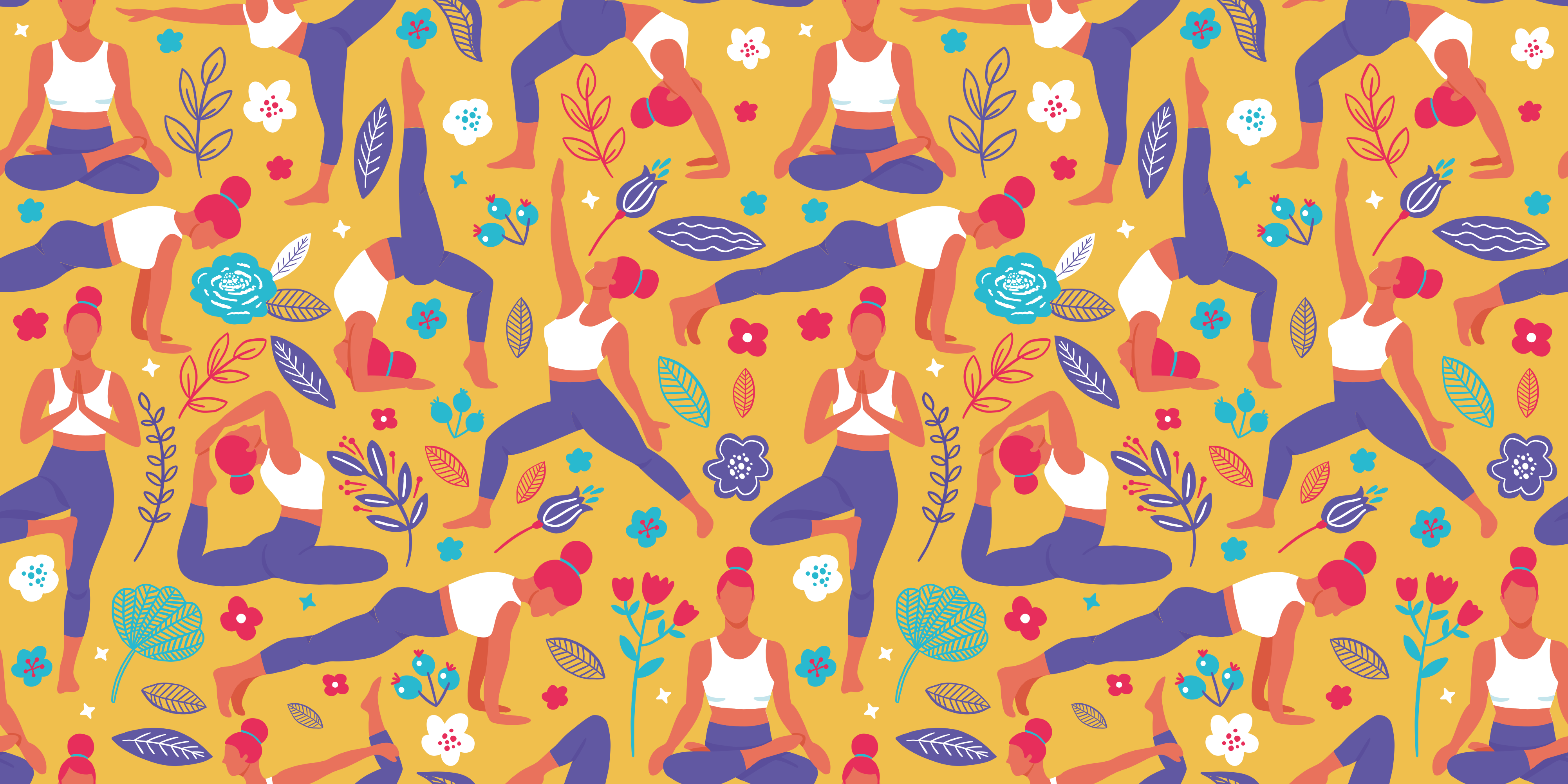 열대 효과 비닐 카펫 생동감 넘치는 요가 모티프 - TenStickers