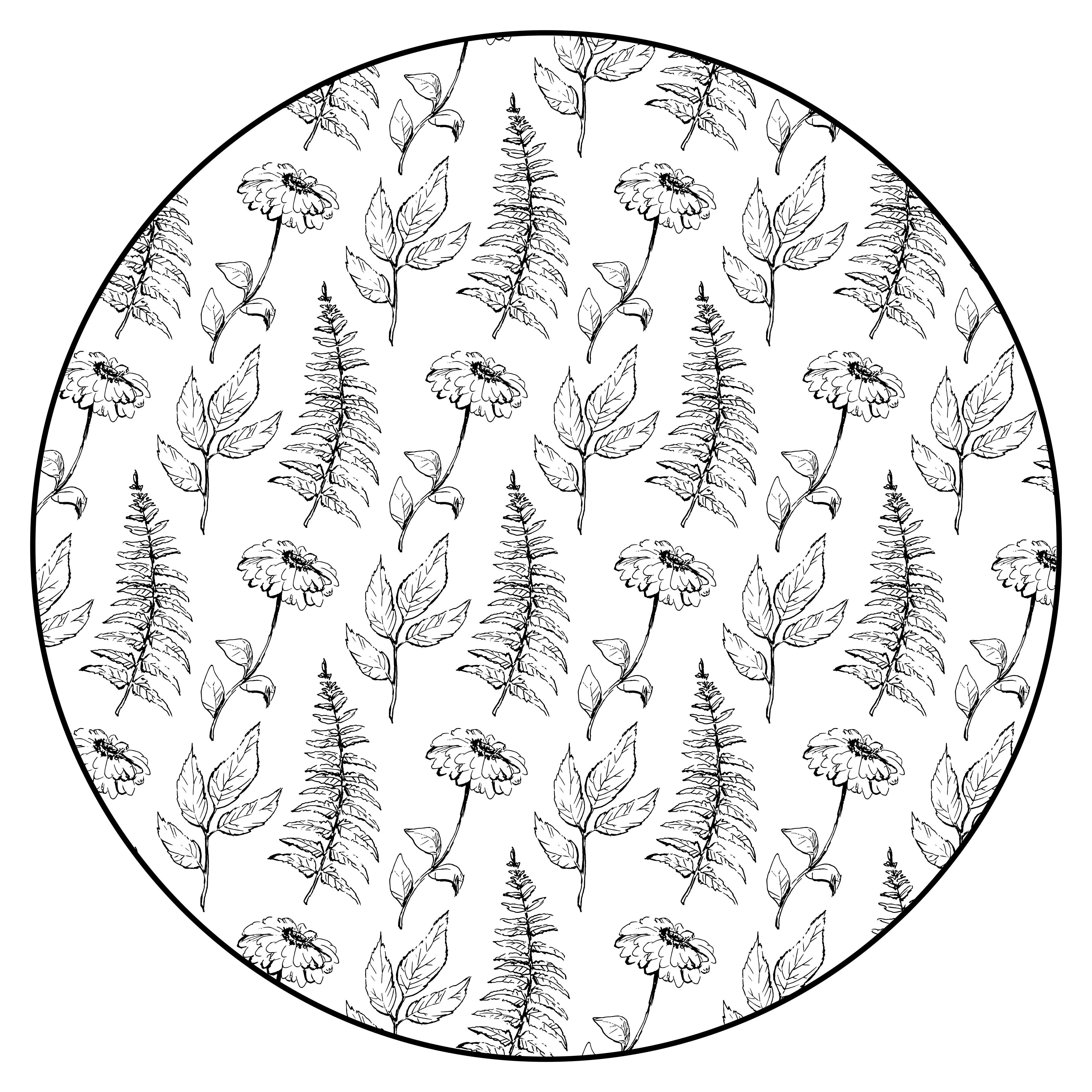 비닐 카펫 게시판 꽃무늬 검정 테두리 - TenStickers