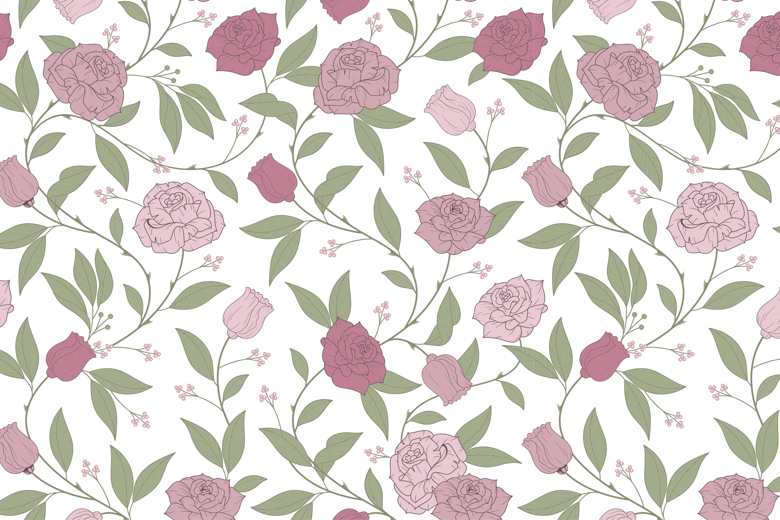 비닐 카펫 꽃과 식물 우아한 정원 패턴 - TenStickers