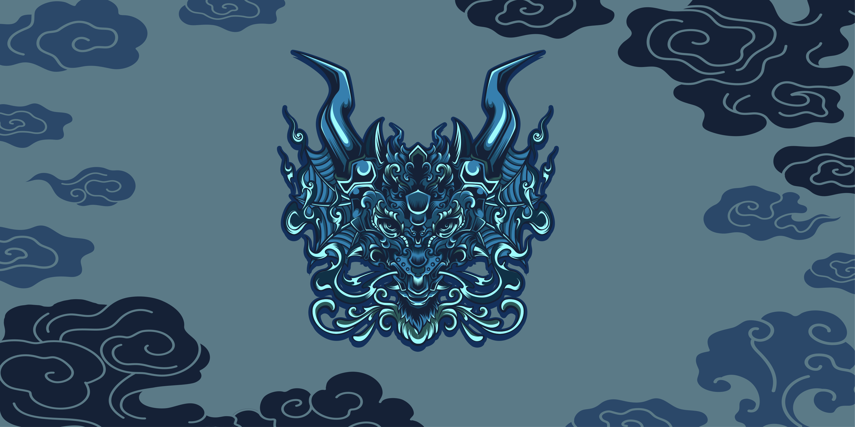 에트니아 비닐 카펫 회색 용 문양 - TenStickers