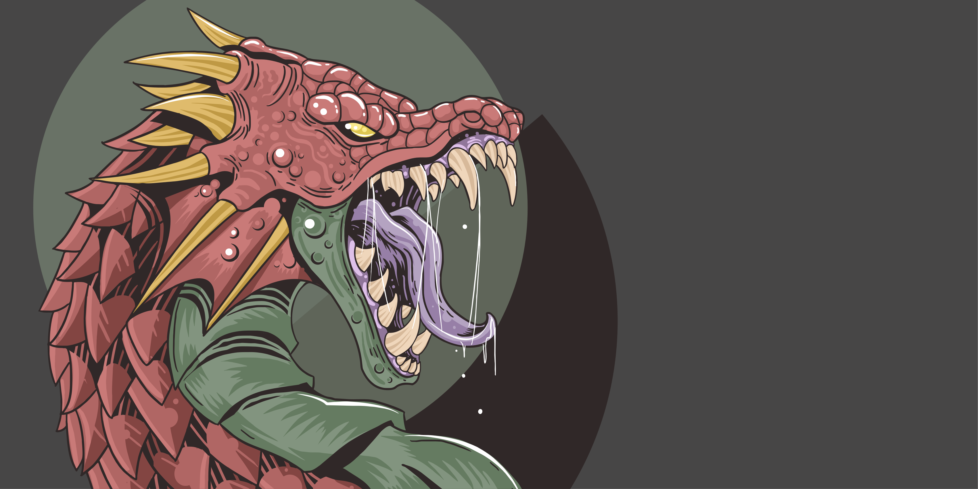 열대 효과 비닐 카펫 드래곤 헤드 일러스트레이션 - TenStickers