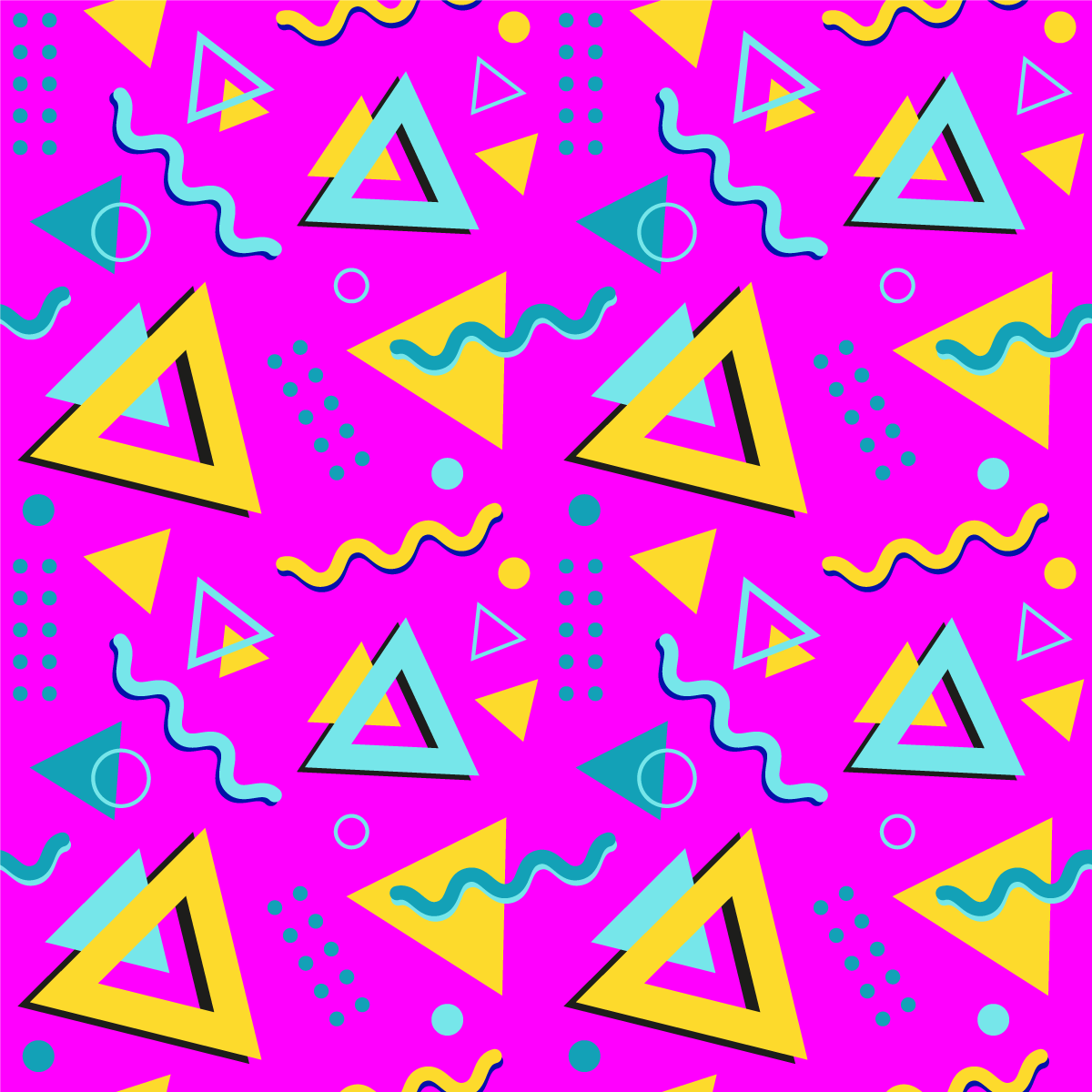 기하학적 효과 비닐 카펫 1980년대 멤피스 패턴 - TenStickers