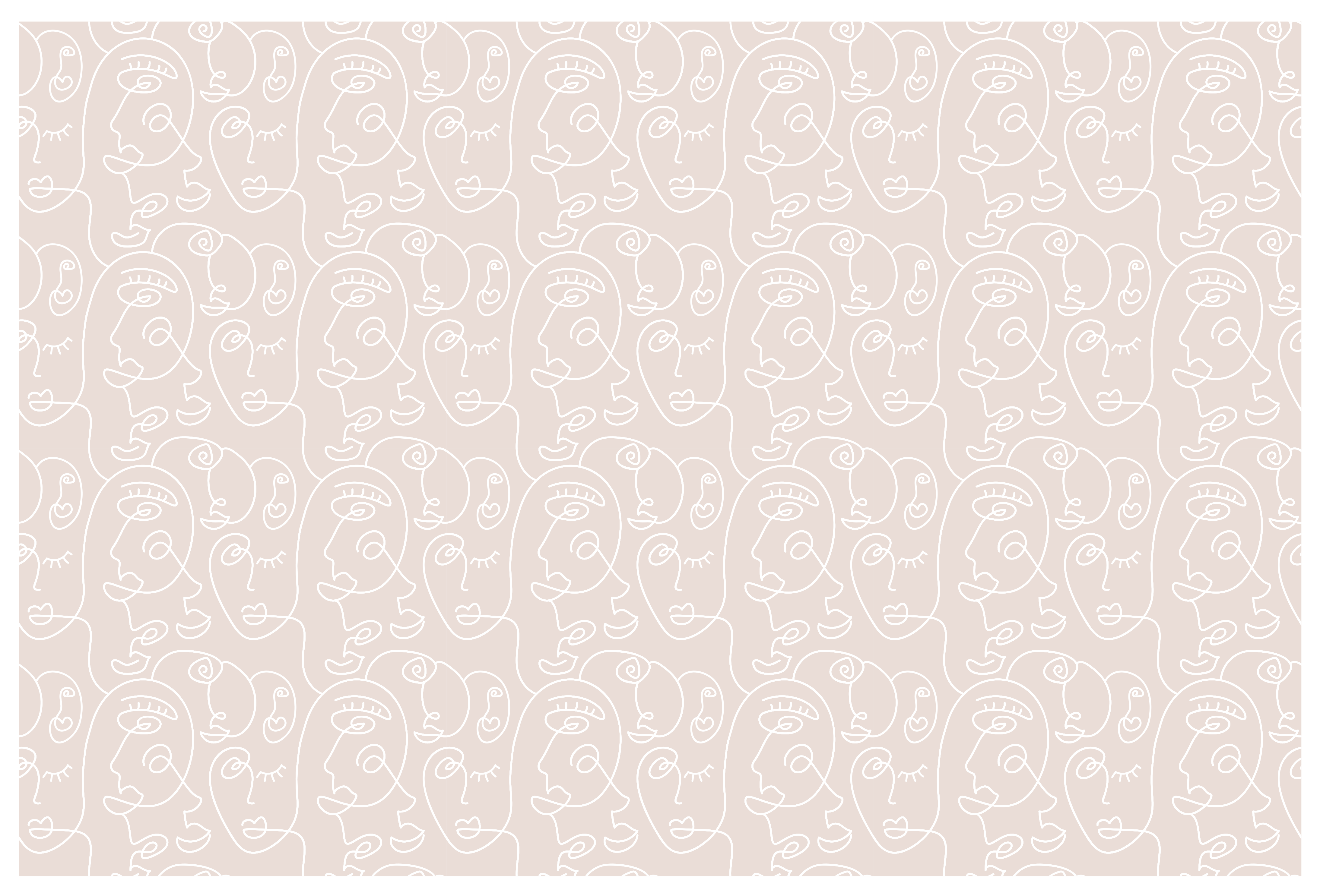 모던 효과 비닐 카펫 미니멀리스트 라인 얼굴 디자인 - TenStickers