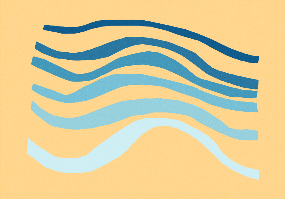 미니멀리스트 효과 비닐 카펫 곡선형 웨이브 모티브 - TenStickers