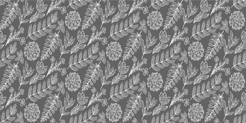 비닐 카펫 꽃과 식물 - 꽃과 잎 패턴 - TenStickers