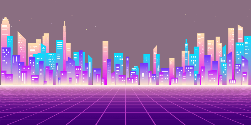 모던 효과 비닐 카펫 네온 도시 풍경 지평선 - TenStickers