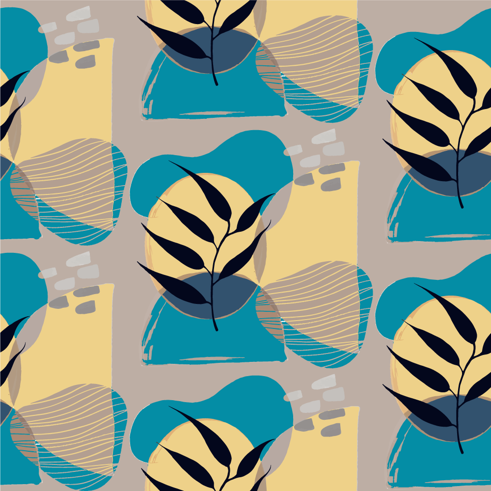 비닐 카펫 꽃과 식물 추상 식물 패턴 - TenStickers