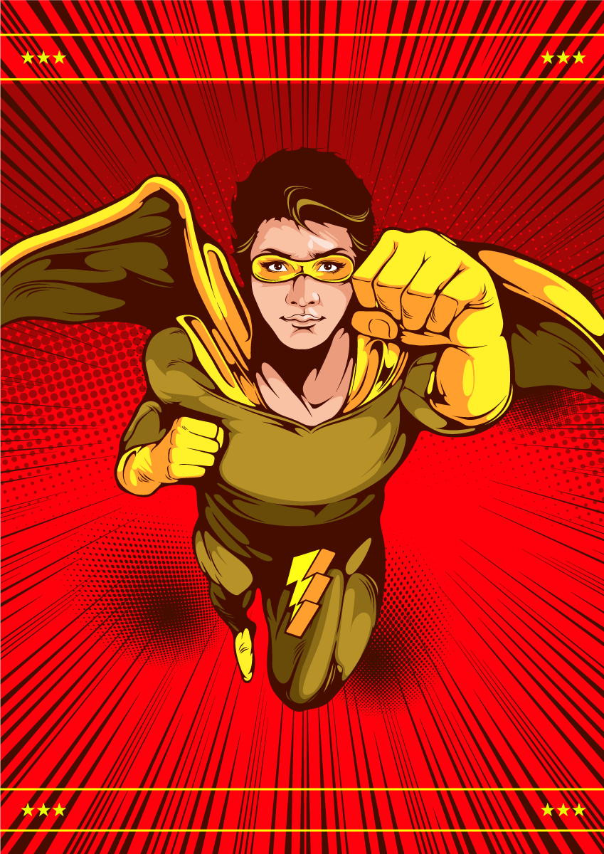 만화 슈퍼 히어로 아이 비닐 깔개 - TenStickers