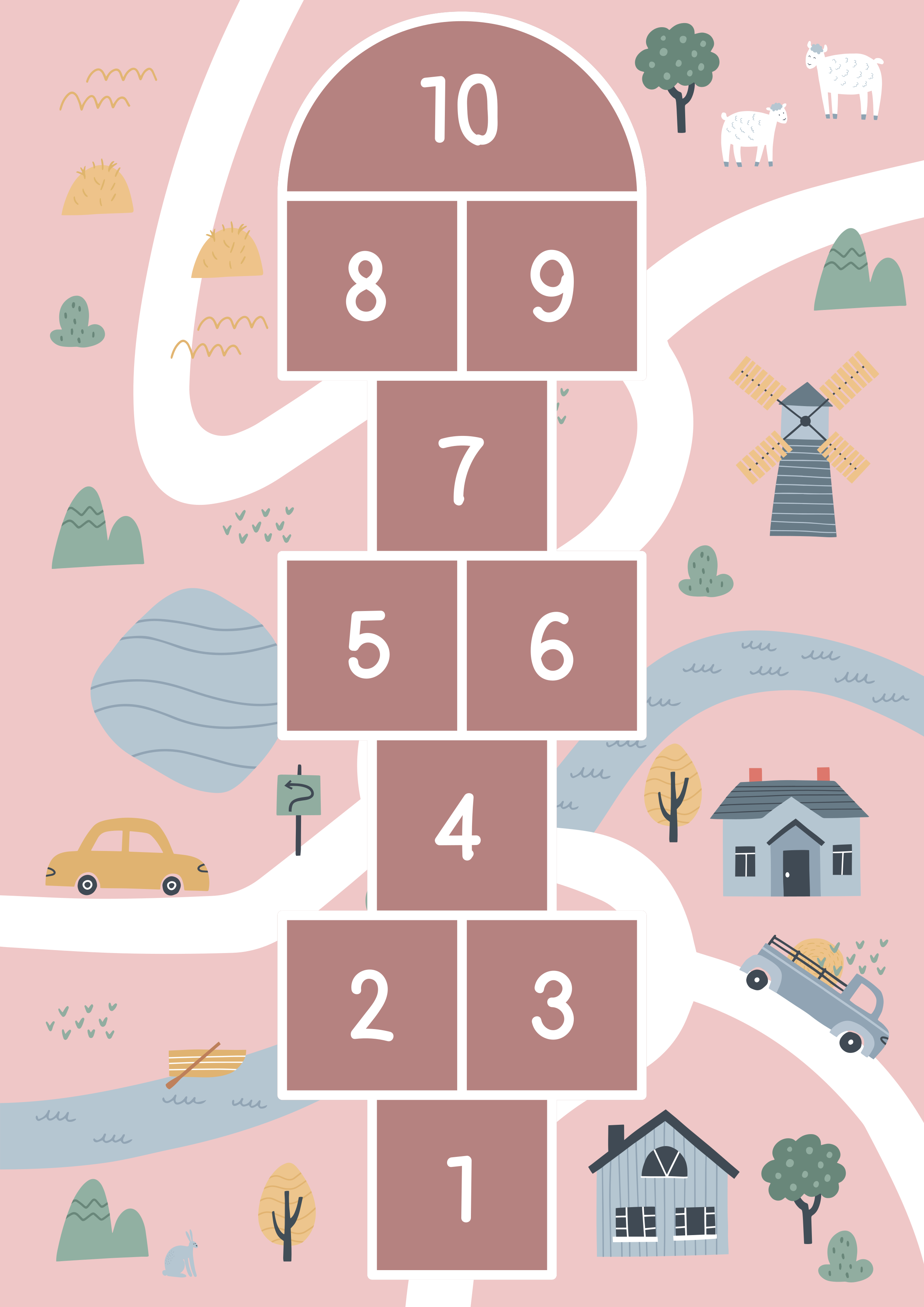 비닐 게임 카펫 아이들의 장난스러운 돌차기 놀이 - TenStickers