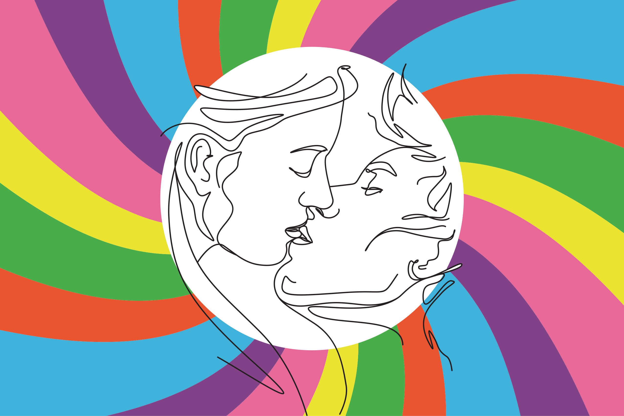 어린 이용 비닐 카펫 다채로운 키스 실루엣 - TenStickers