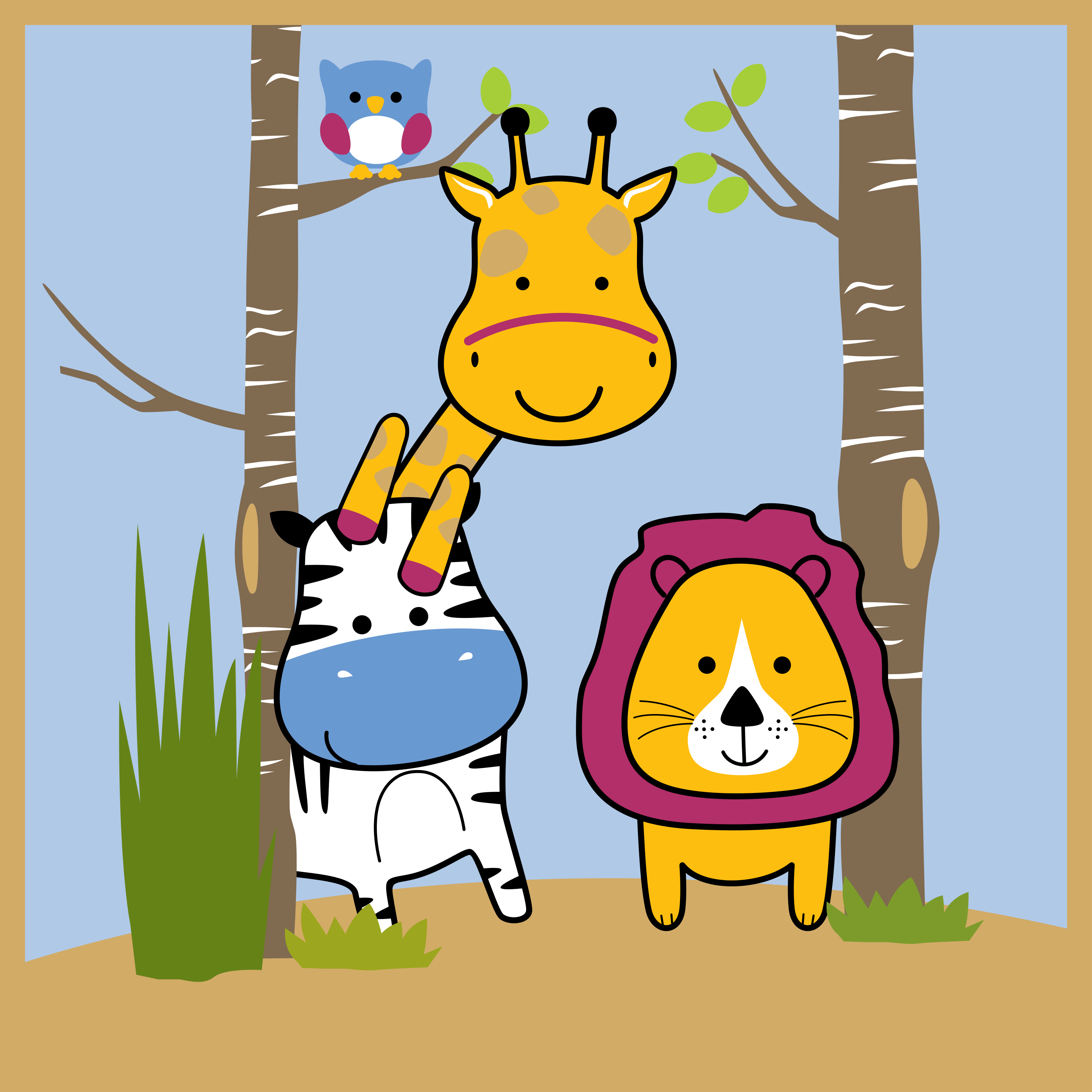 어린 이용 비닐 카펫 동물 캐릭터 - TenStickers