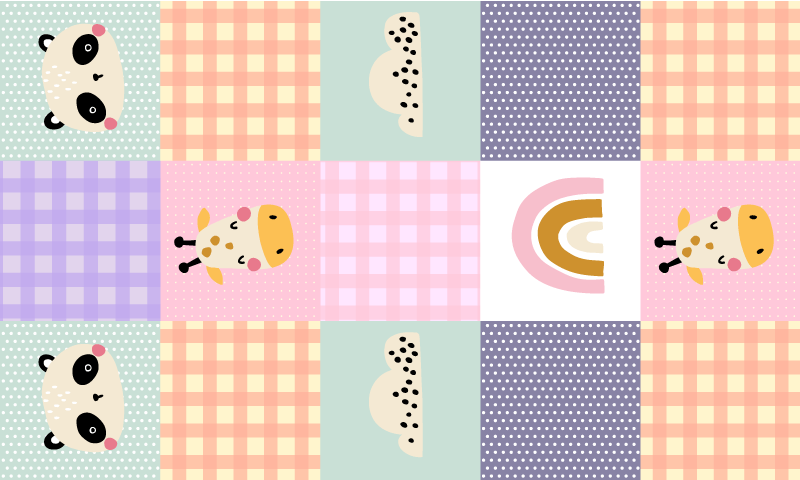 어린 이용 비닐 카펫 장난기 가득한 패치워크 - TenStickers