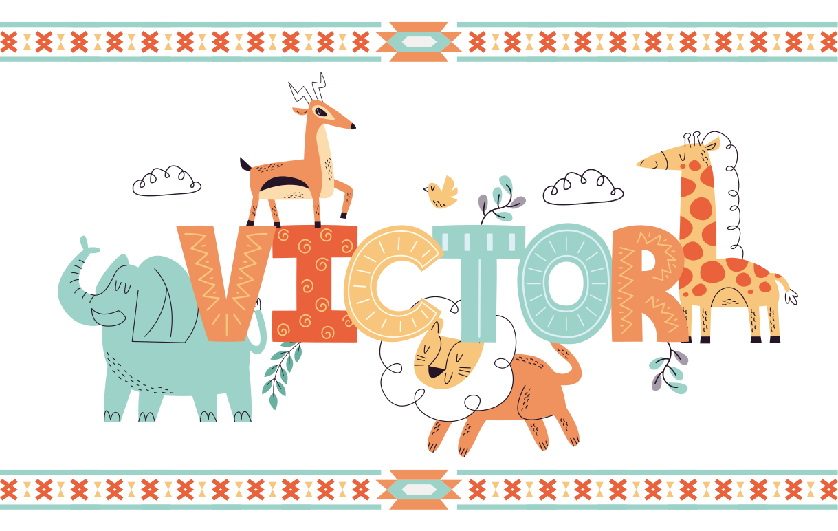 이름이있는 비닐 카펫 맞춤형 사파리 테마 - TenStickers