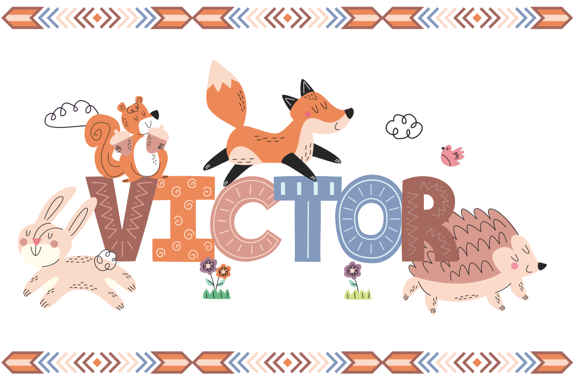 이름이있는 비닐 카펫 맞춤형 동물 - TenStickers