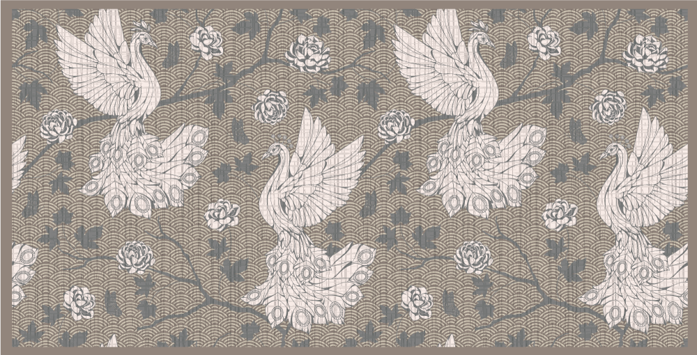 비닐 카펫 동물 크레인 정원 장면 - TenStickers