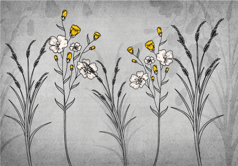 비닐 카펫 꽃과 식물 꽃 스케치 세부 사항 - TenStickers