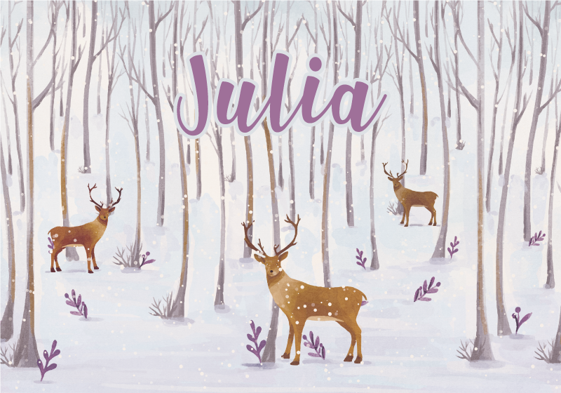 이름이있는 비닐 카펫 겨울 숲 풍경 - TenStickers