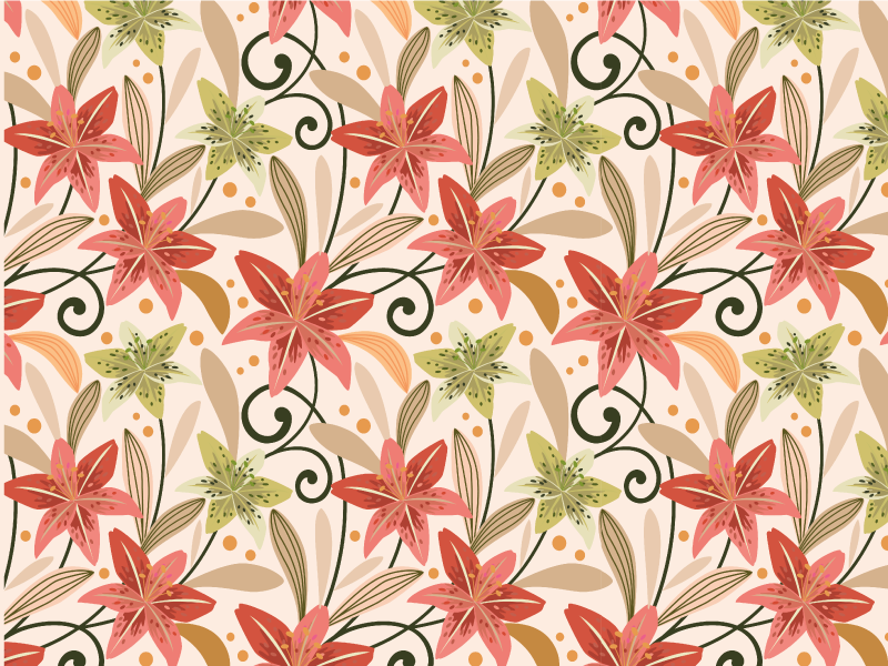 비닐 카펫 꽃과 식물 꽃 소용돌이 패턴 - TenStickers