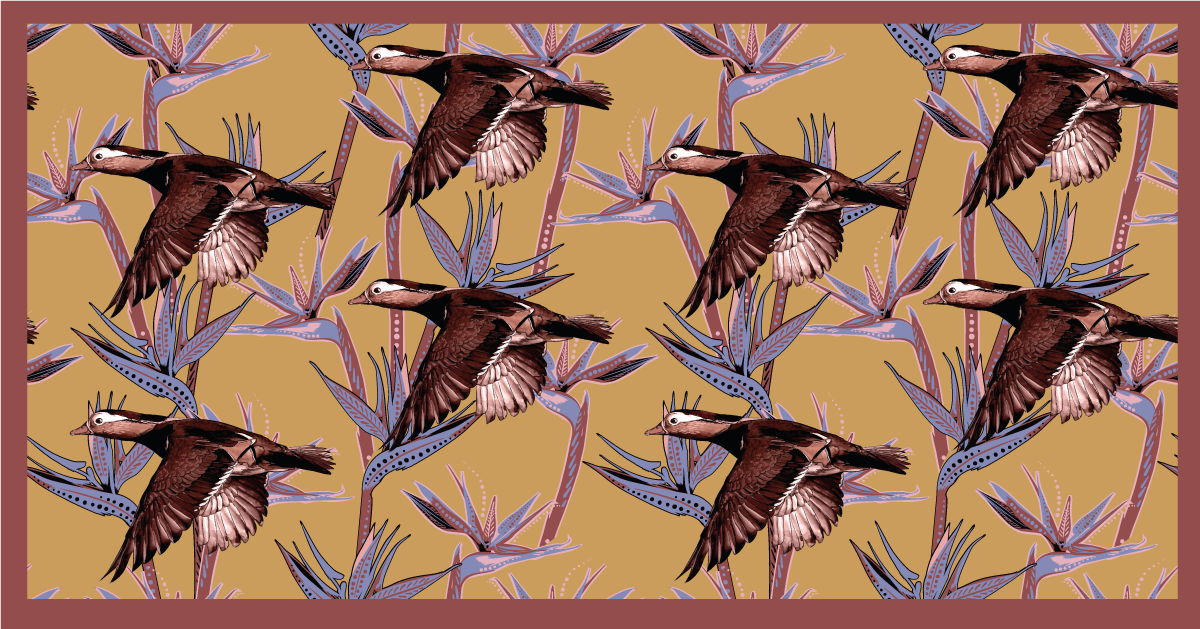 비닐 카펫 동물 나는 오리 패턴 - TenStickers