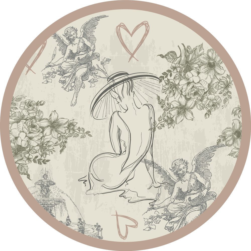 비닐 카펫 벤디미아 원형 천사적인 꽃무늬 - TenStickers