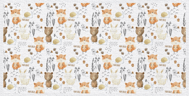 어린 이용 비닐 카펫 행복한 동물 친구들 - TenStickers