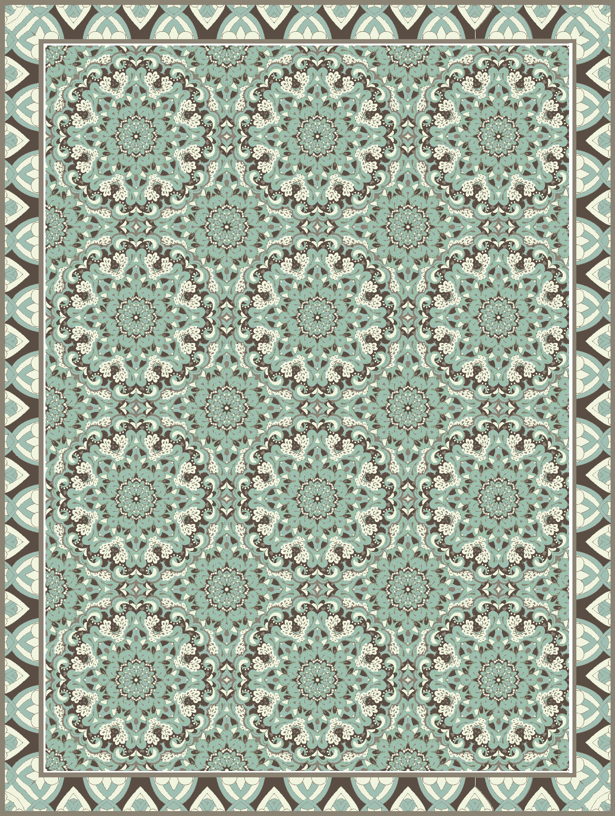 레스토랑용 비닐 카펫 꽃 타일 패턴 - TenStickers