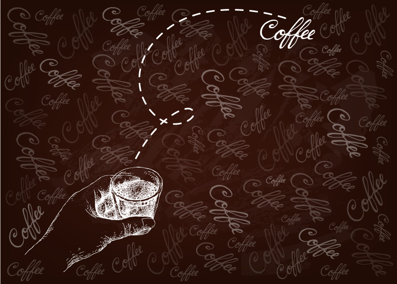 문구와 함께 비닐 양탄자 붓글씨 음료 모티브 - TenStickers