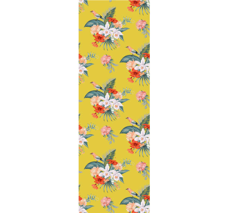 꽃이 있는 벽지 노란 배경의 꽃다발 - TenStickers