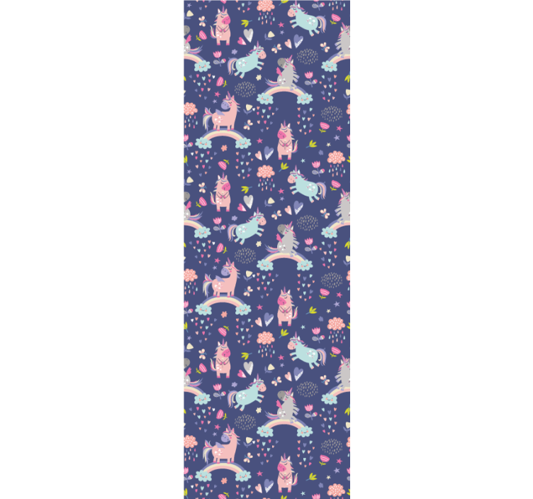 아이의 침실 벽지 다채로운 유니콘 패턴 - TenStickers
