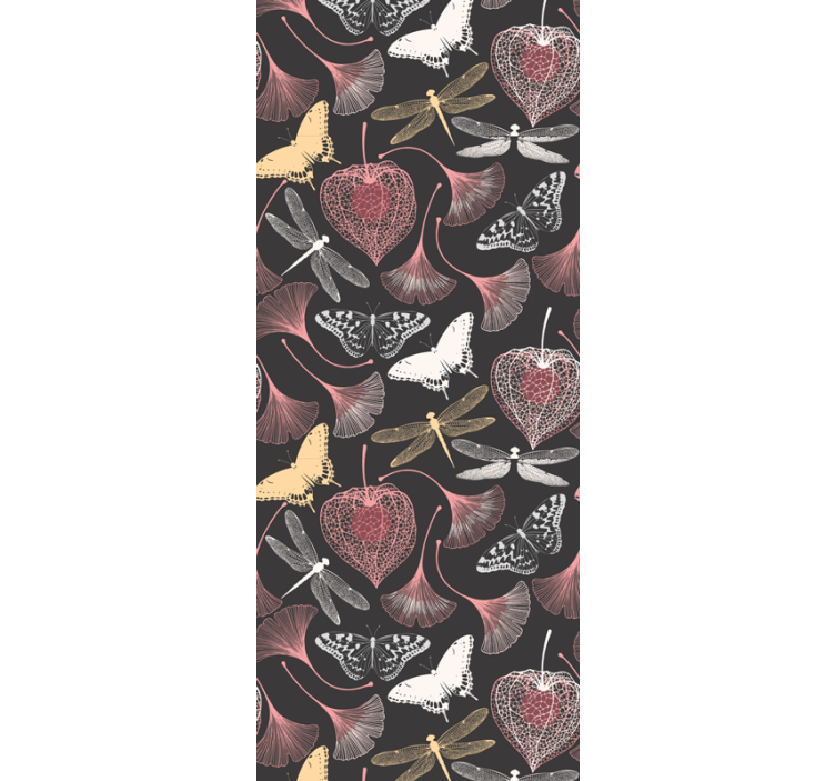 나뭇잎이 있는 벽지 어두운 식물의 우아함 - TenStickers