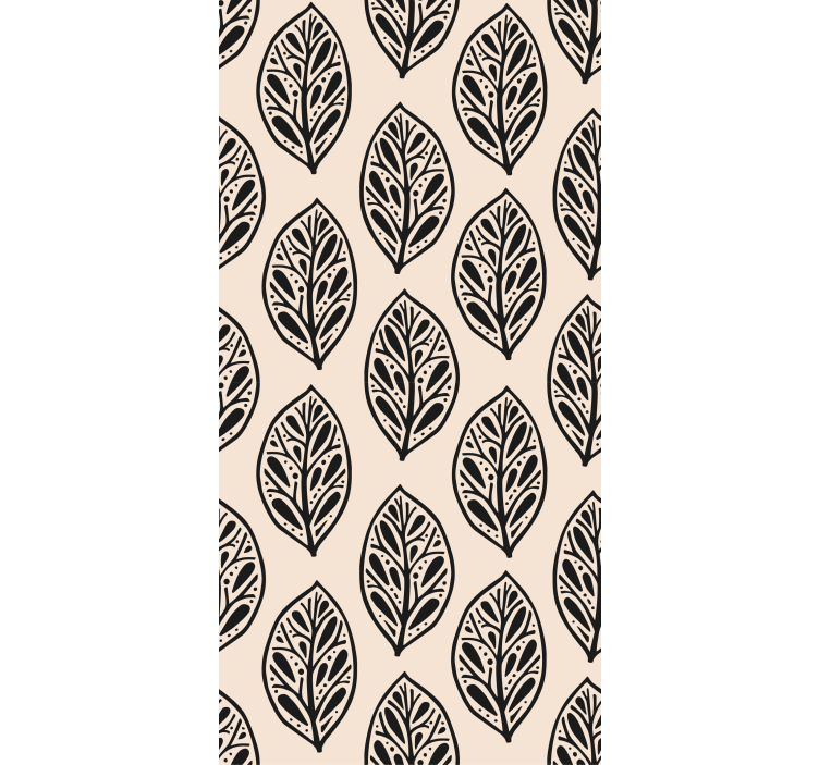 나뭇잎이 있는 벽지 스타일리시한 베이지 배열 - TenStickers