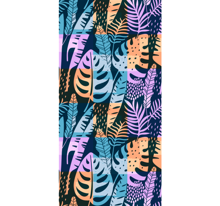 나뭇잎이 있는 벽지 열대 색감의 예술 - TenStickers