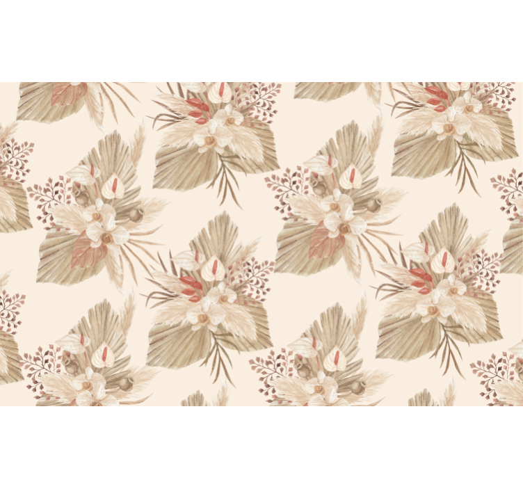 거실 배경 화면 - 팬파스 그래스와 드라이플라워 - TenStickers