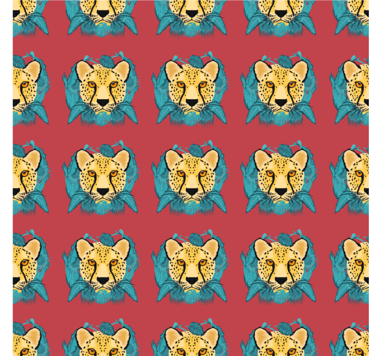 텍스처와 모티브가 있는 벽지 동양풍 표범 그래픽 - TenStickers