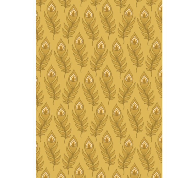 동물 벽지 파란 꽃무늬 칠면조와 두 개의 금꽃 - TenStickers