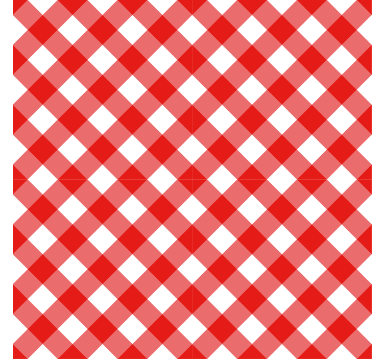 복도 벽지 빨간색과 흰색 패턴 정사각형 - TenStickers