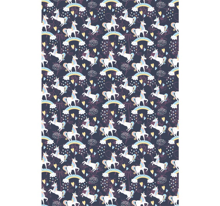 아이의 침실 벽지 핑크 유니콘 꽃무늬 - TenStickers