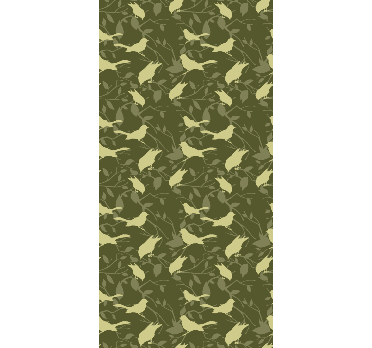 벽지 승인 빅토리아 스타일의 초록색 새 패턴 - TenStickers