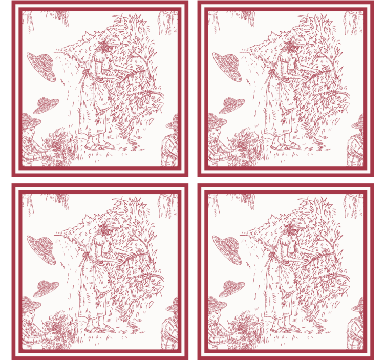 빈티지 벽지 시골 풍경 일러스트레이션 - TenStickers